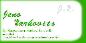 jeno markovits business card
